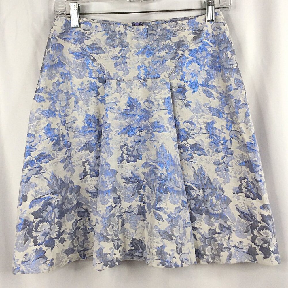 Ark & Co Womens Skirt Size Medium Purple Metallic Floral Tapestry A-Line Pleated